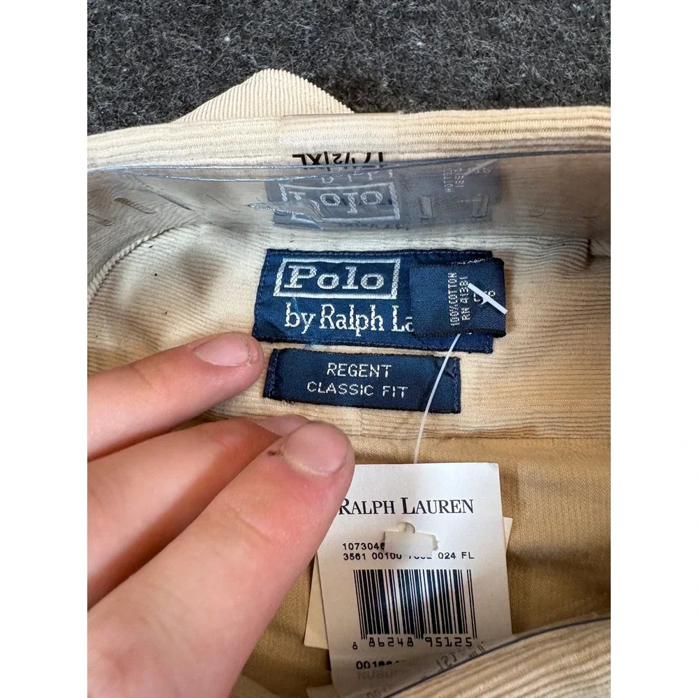 Polo Ralph Lauren Mens Regent Classic Fit Corduroy Shirt Nubuck Tan 17.5 XL NWT